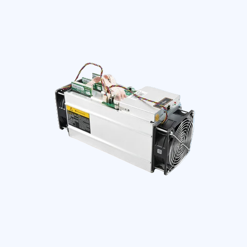 White electronic device with cooling fan on a blue background