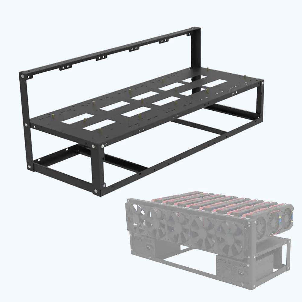 black stainless steel computer mounting frame for 8 graphics cards