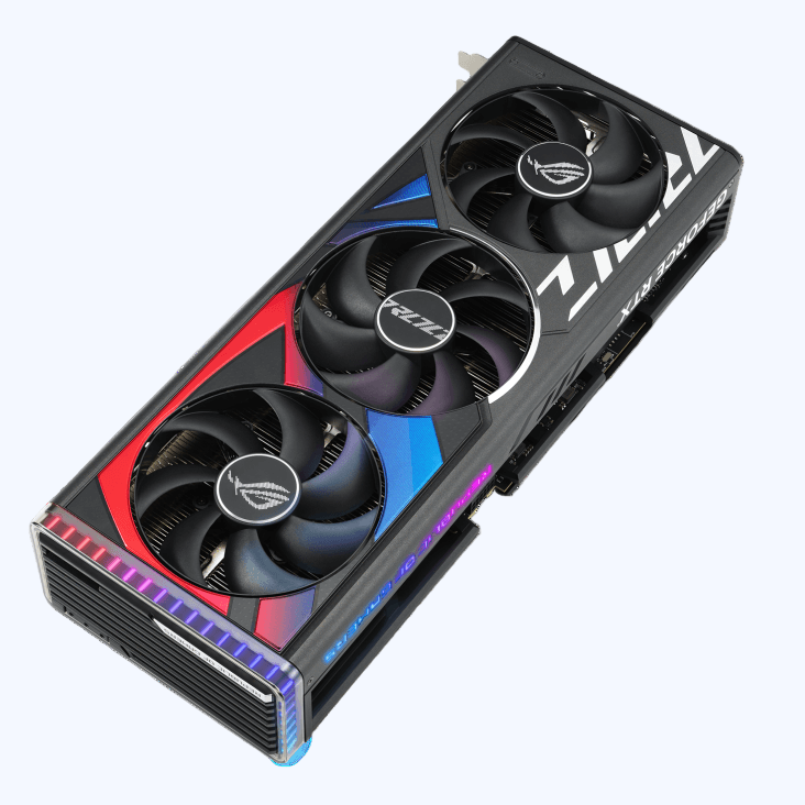 Mining graphics card with three fans on a white background